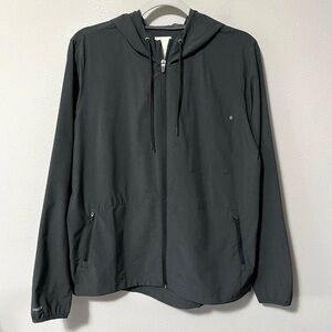 Vuori Women's Size Medium Outdoor Trainer Shell Jacket Black Heather Hooded